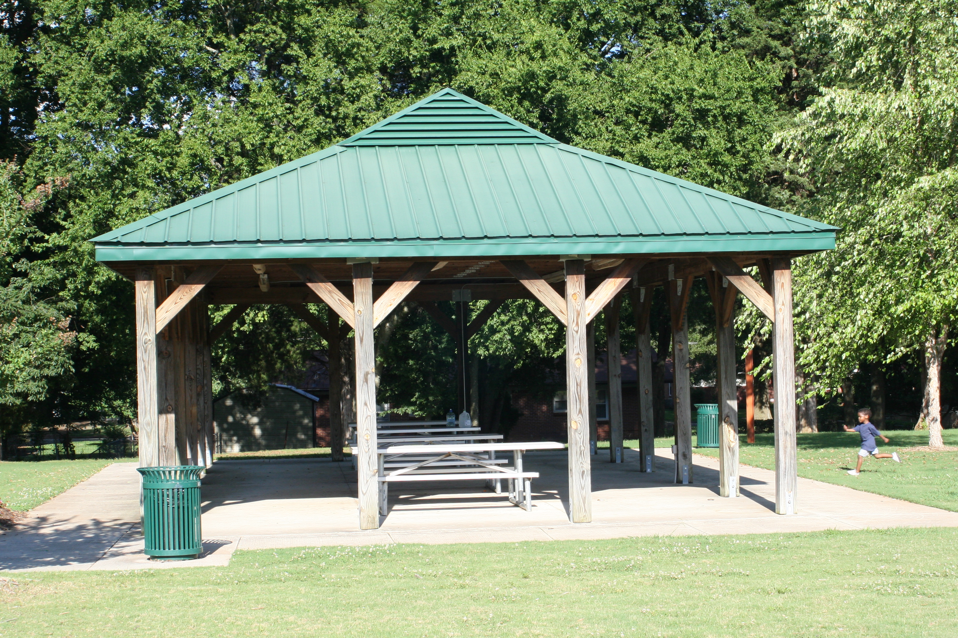covered pavilion at front of park