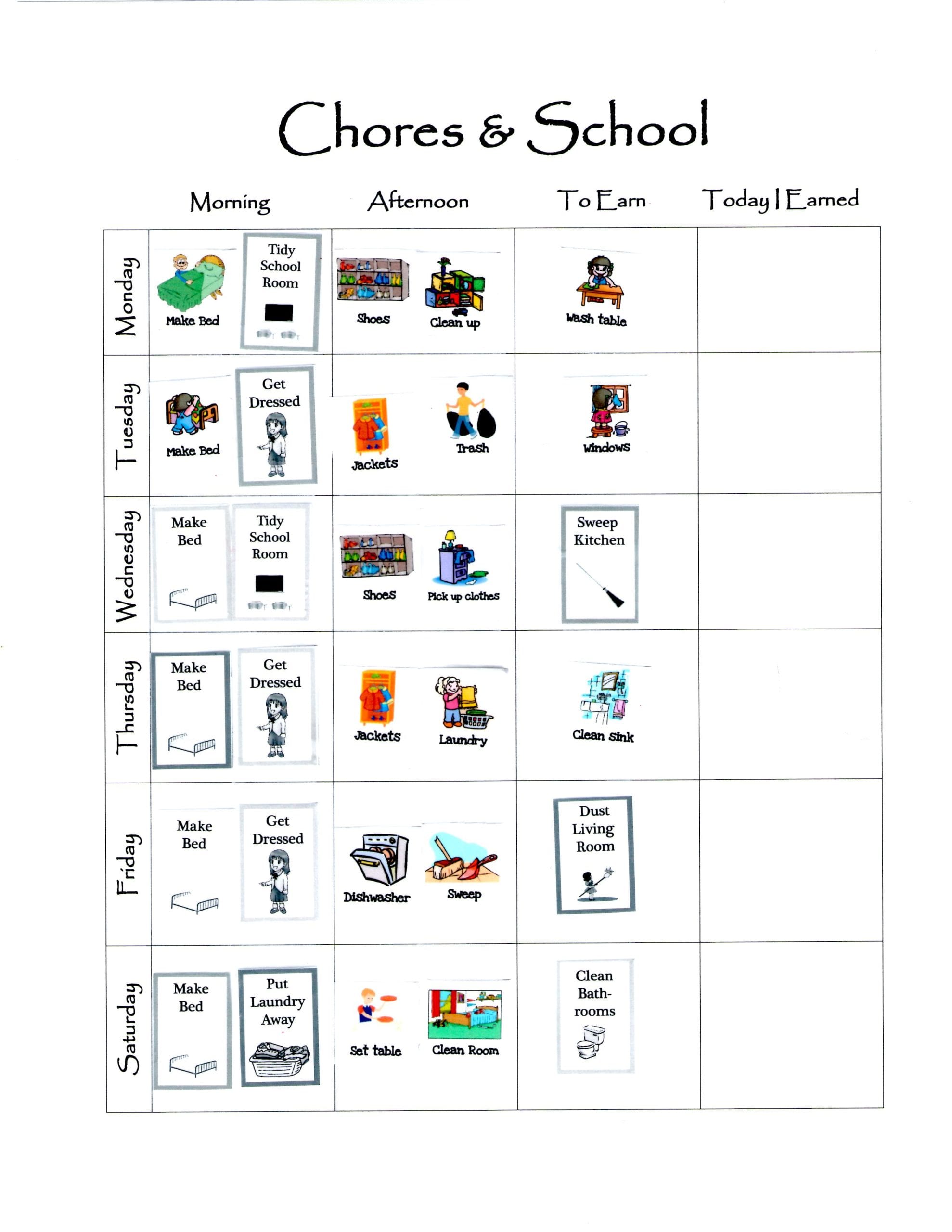 Chore Chart For 7 Year Old
