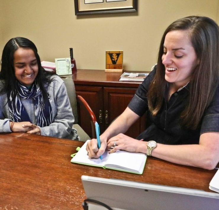 Randolph School student with her counselor