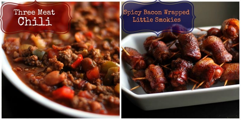 Three Meat Chili & Spicy Bacon Wrapped Lil Smokies