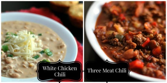 4 White Chicken Chili and 3 meat chili collage fall soup