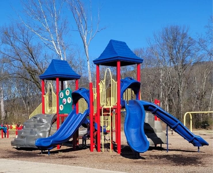 Southside Park features playground equipment for older children and younger children.
