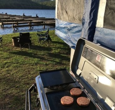 pop up camper at Honeycomb campground