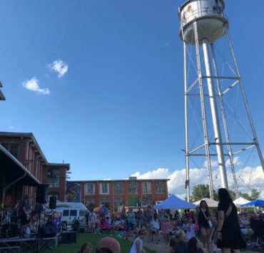 water tower and exterior of Lowe Mill in Huntsville Alabama