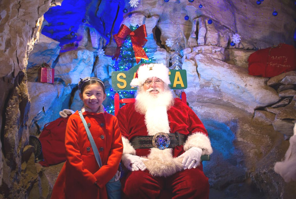 visiting Santa at Rickwood Caverns