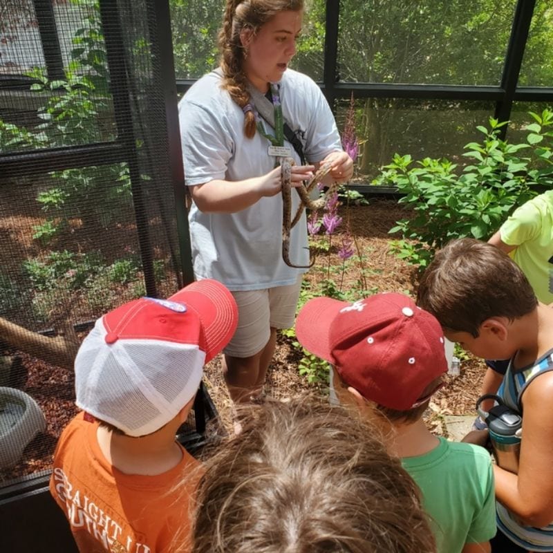 kids at huntsville botanical garden camp with teacher