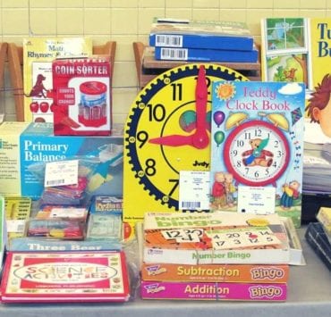 a photo of a variety of educational materials for sale at the Educator's Exchange