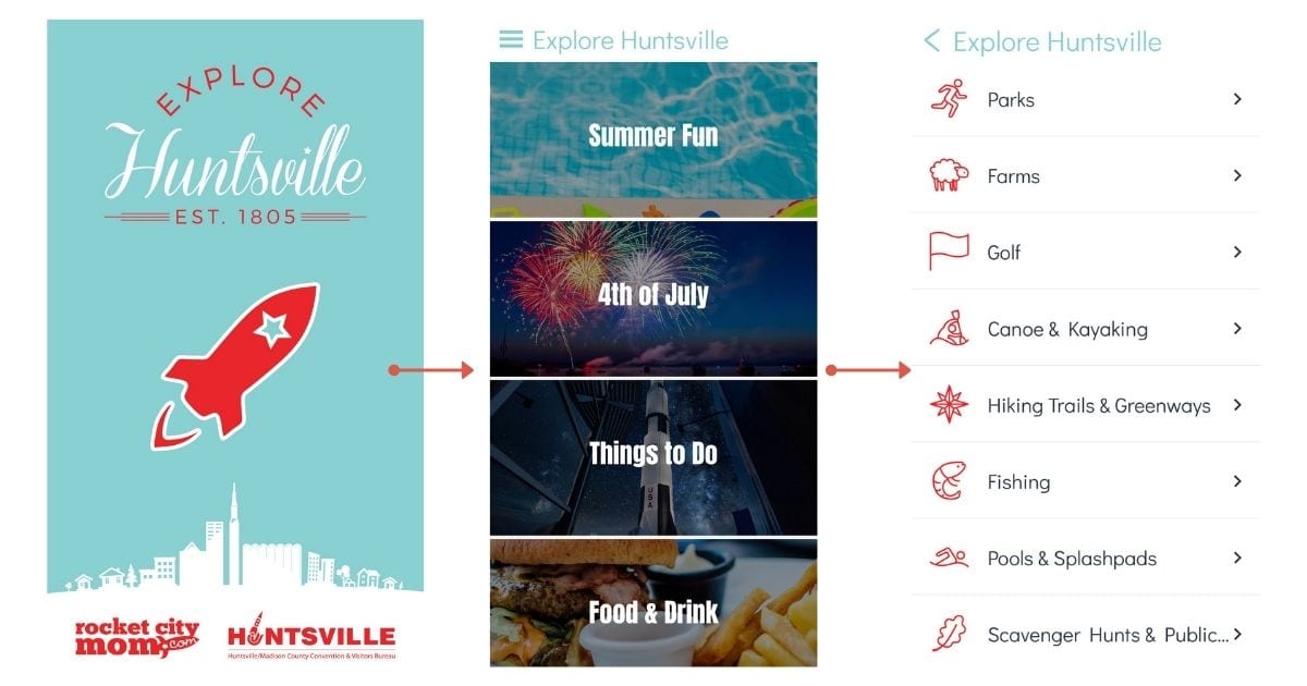 how to find local parks using the Explore Huntsville app