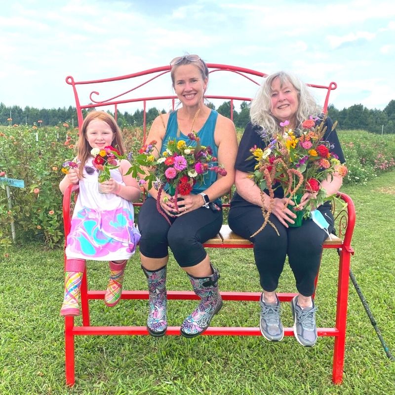 Three generations of women visit Moonflower Farms