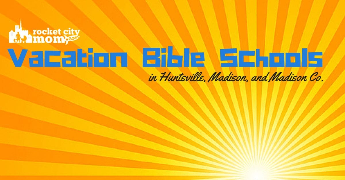 graphic of a bright sun with lettering Vacation Bible School