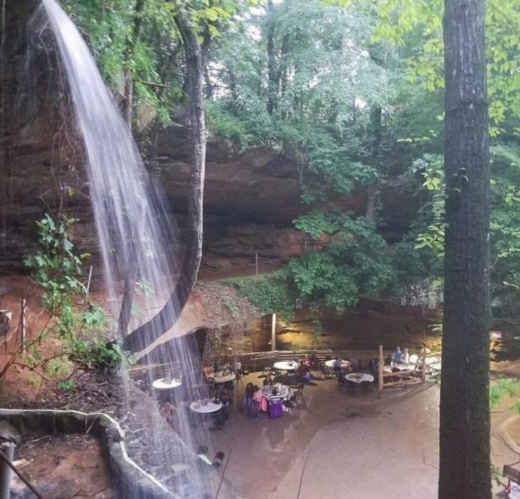 waterfall at the rattlesnake saloon in alabama