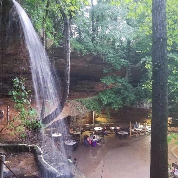 waterfall at the rattlesnake saloon in alabama