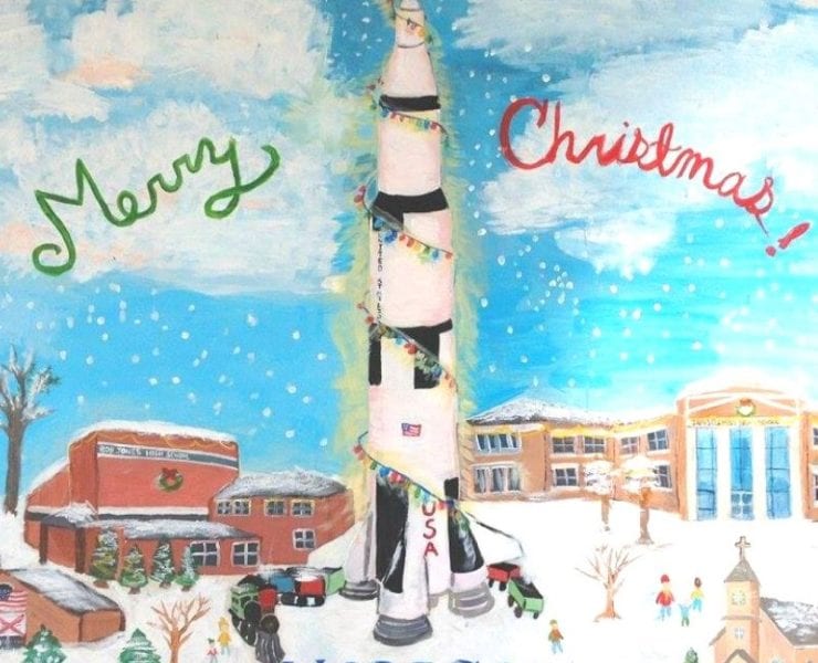 rocket christmas tree on Christmas Card Lane