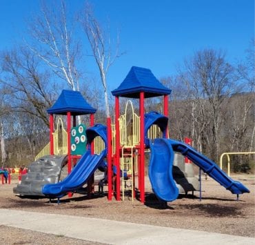 Southside Park features playground equipment for older children and younger children.