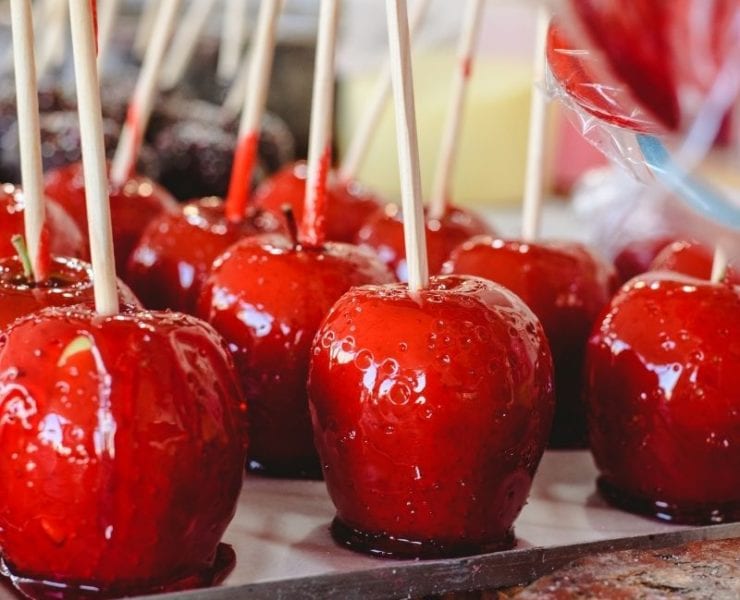 candy apples on a stick