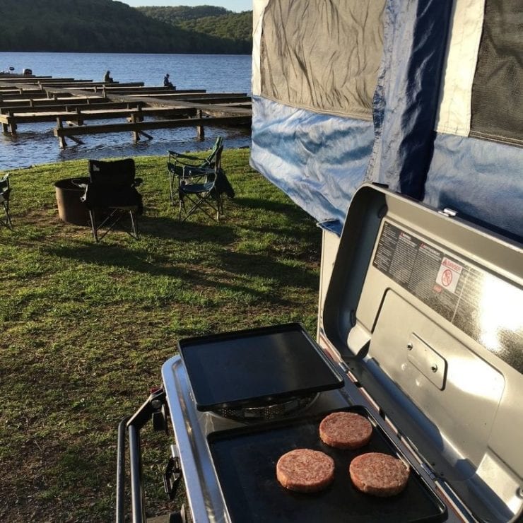 pop up camper at Honeycomb campground