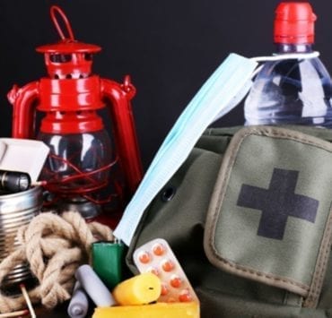 lantern, first aid, water severe weather supplies