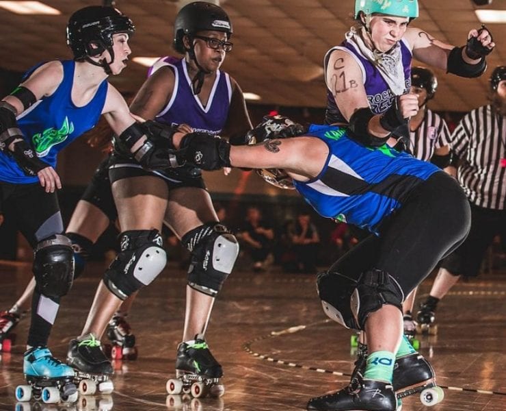 practice with the Rocket City Rebels roller derby team in Huntsville AL