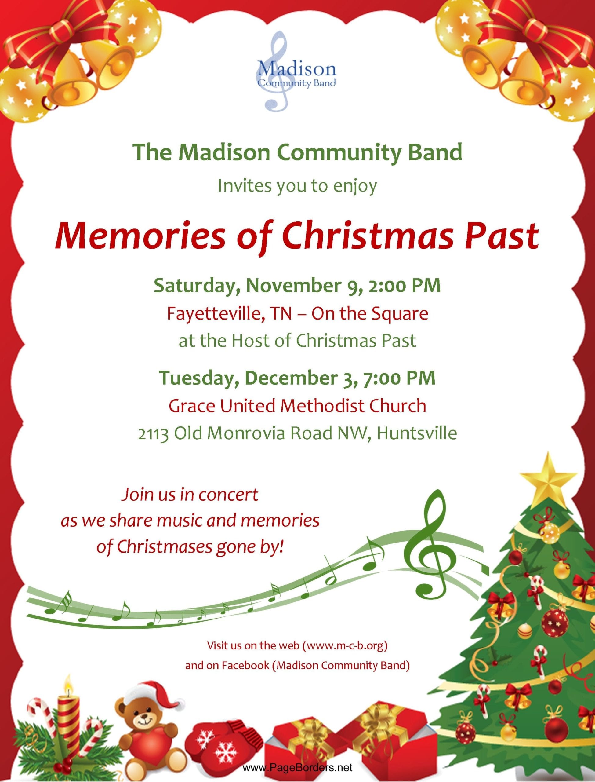 Host Of Christmas Past Fayetteville Tn 2022 Madison Community Band 2019 Mcb Xmas Concerts Flyer - Rocket City Mom | Huntsville Events,  Activities, And Resources For Families.