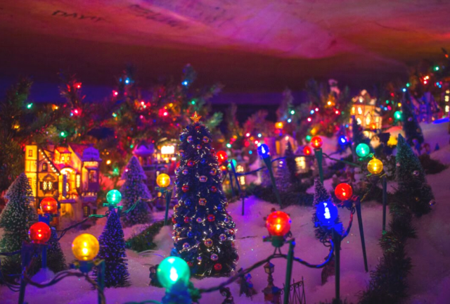 colorful light displays at Santa's Underground Workshop
