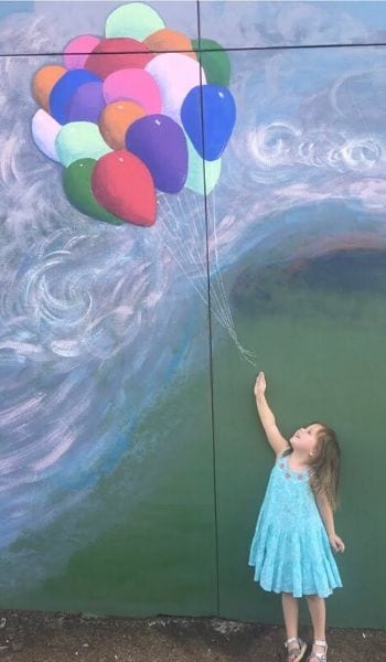 balloon mural on Randolph Street in Huntsville