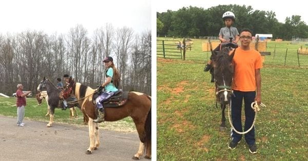 teens taking horseback riding lessons