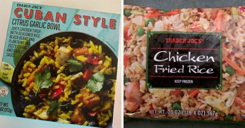 chicken fried rice and cuban bowl from Trader Joe's