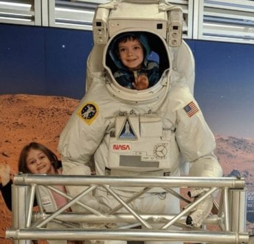 boy and girl playing at US Space & Rocket Center