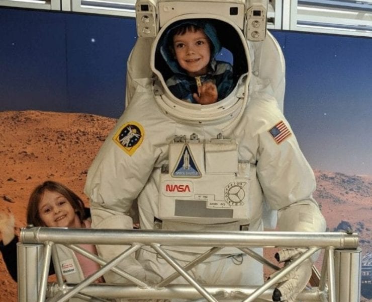 boy and girl playing at US Space & Rocket Center