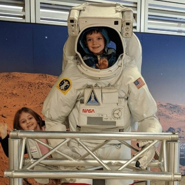 boy and girl playing at US Space & Rocket Center