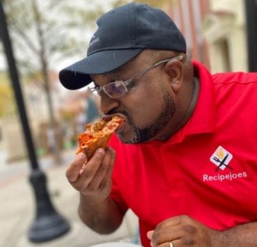 RecipeJoes eating pizza in Huntsville Alabama Cornelius Joe