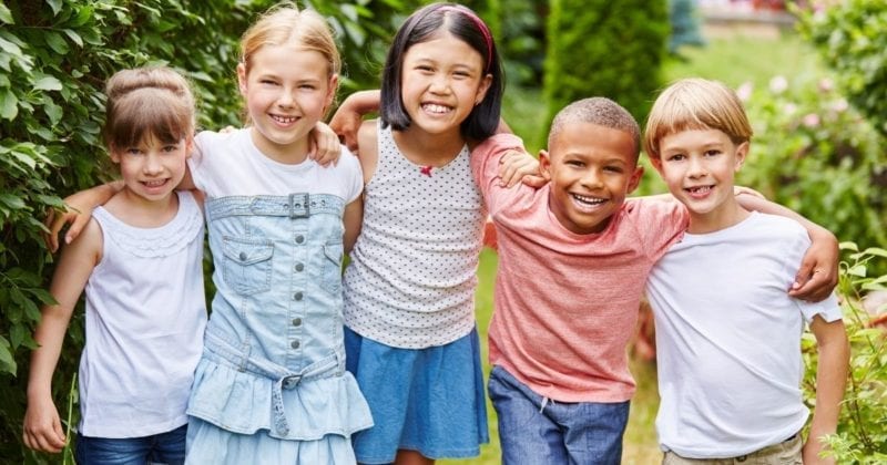 boys and girls outside at the Huntsville Botanical Garden