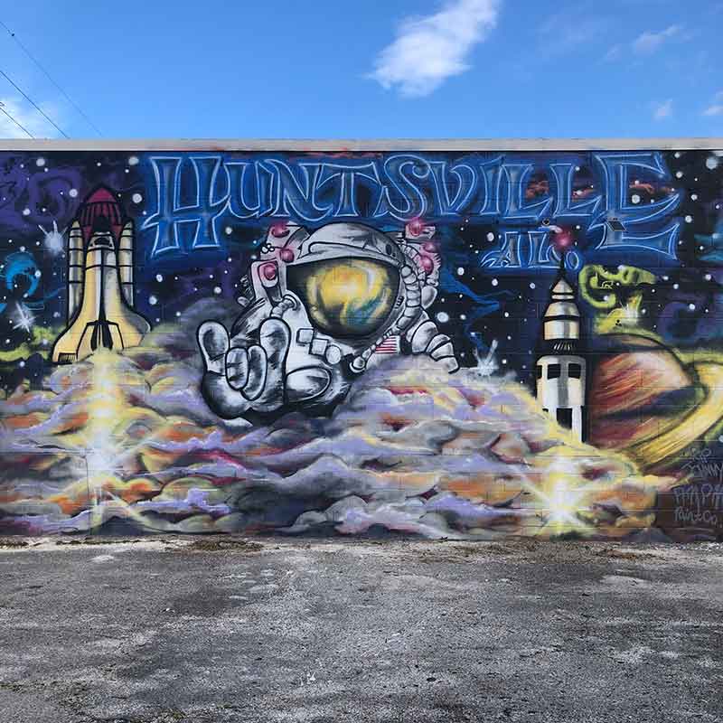 Rocket Man mural in Huntsville, AL