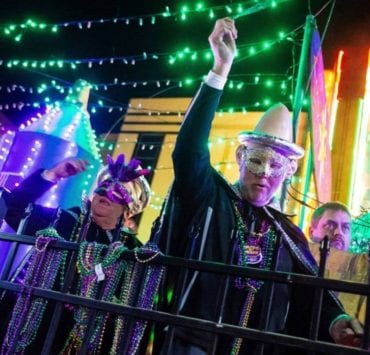 Featuring bright lights and exciting costumes, the Carnegie Carnival concludes with a parade.