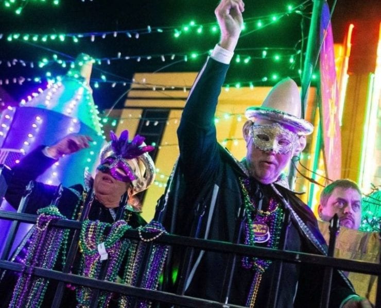 Featuring bright lights and exciting costumes, the Carnegie Carnival concludes with a parade.