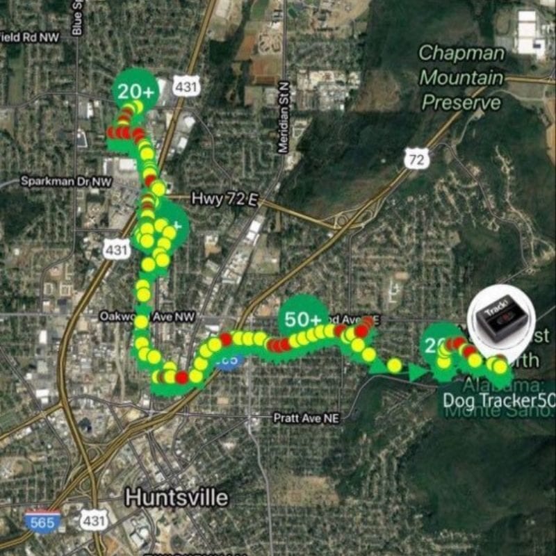 A tracking app depicts Valerie's route that she journeyed during her run.