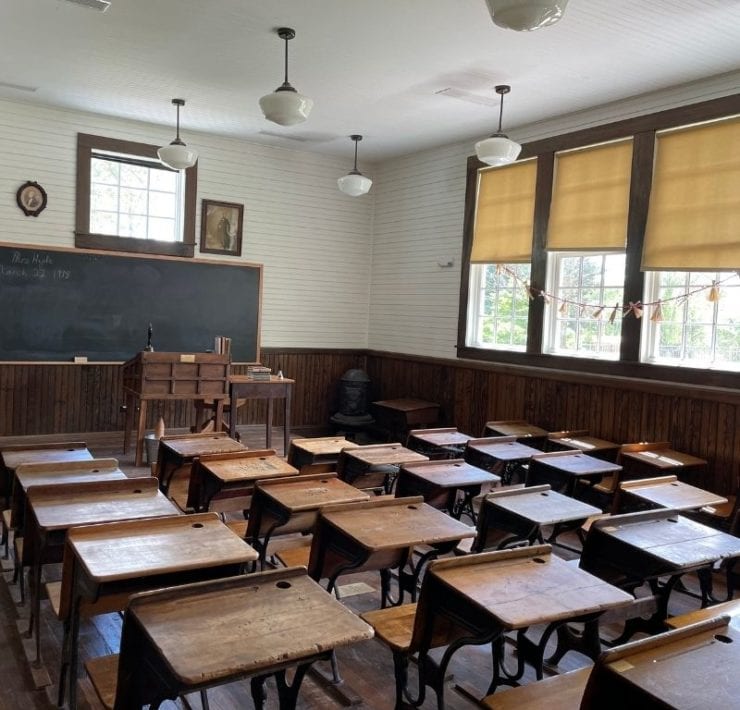 Explore replica school classrooms during your GeoCaching adventure.