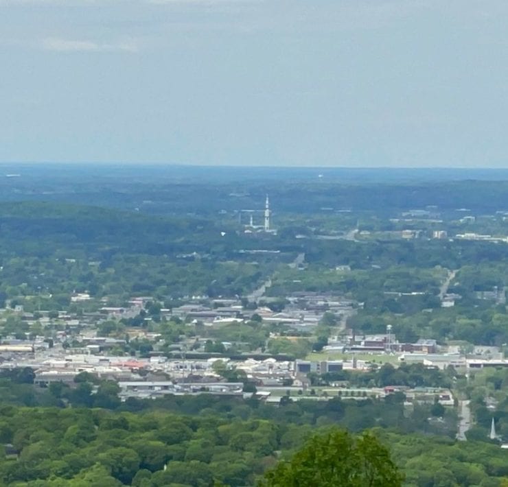 Take a break from GeoCaching to enjoy a view of the Rocket City from Burritt on the Mountain.