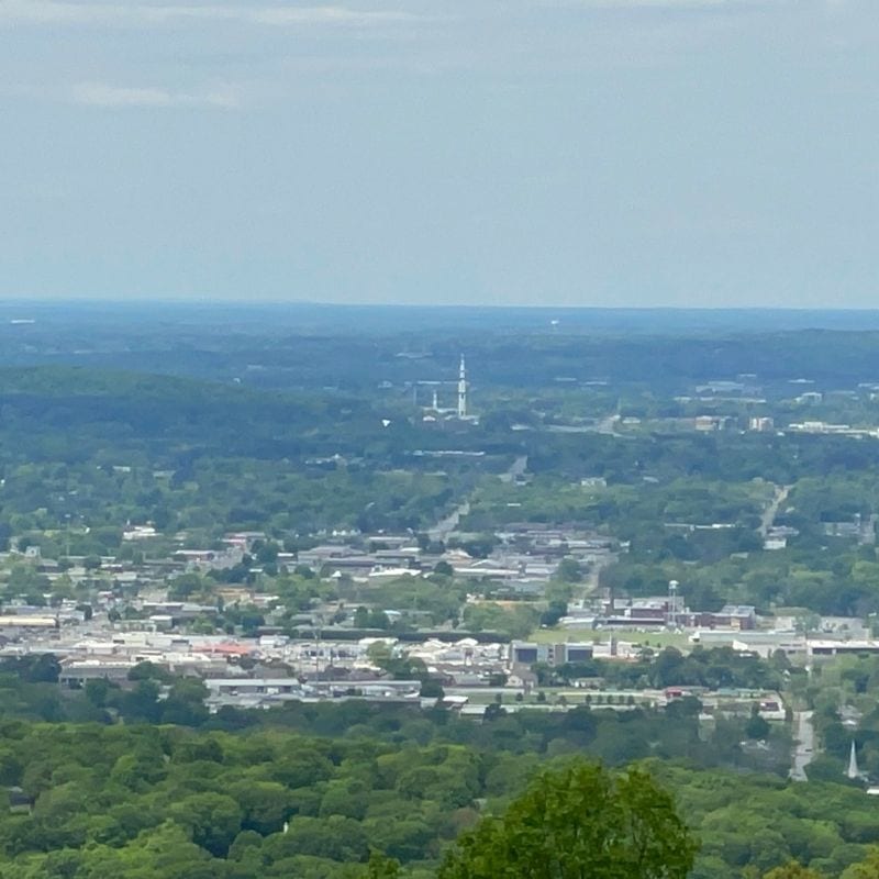 Take a break from GeoCaching to enjoy a view of the Rocket City from Burritt on the Mountain.