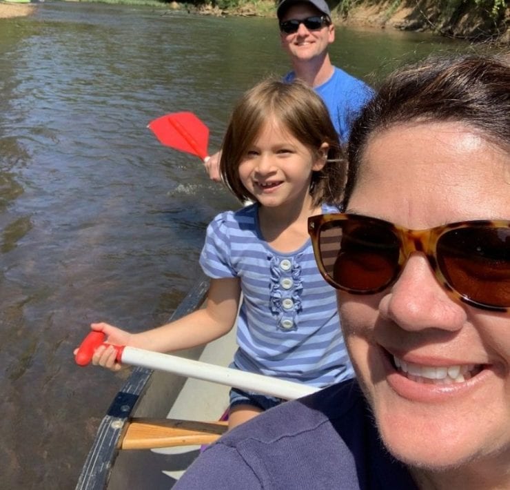 A family enjoys their float down the Flint River on a canoe rented from NACK.