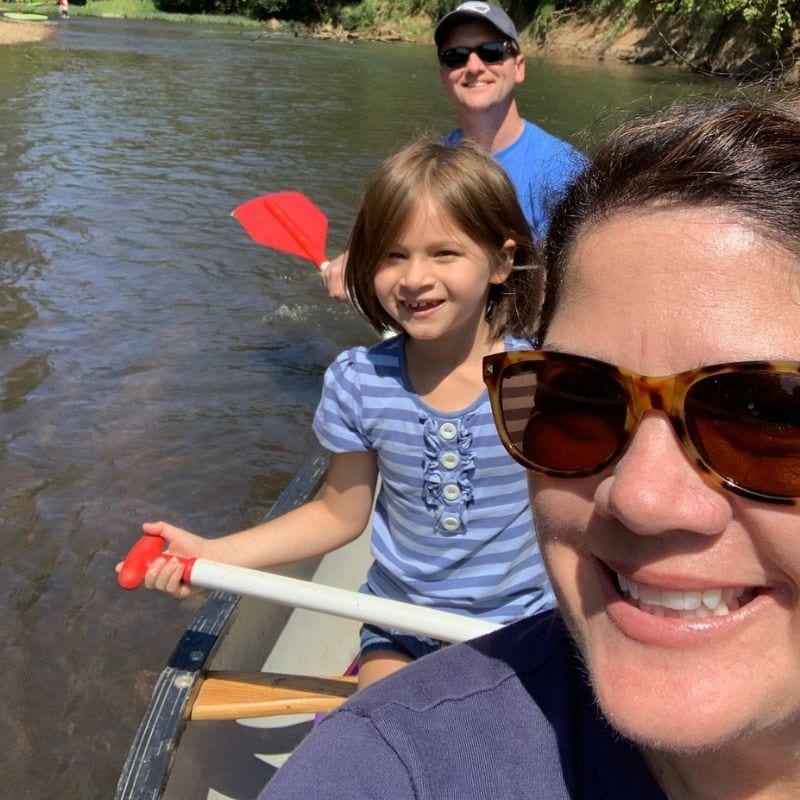 A family enjoys their float down the Flint River on a canoe rented from NACK.