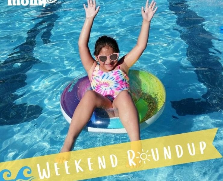 young girl floating on an inflatable float in a swimming pool