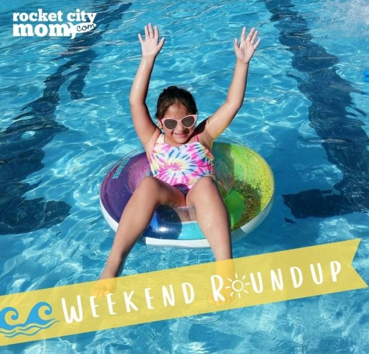young girl floating on an inflatable float in a swimming pool