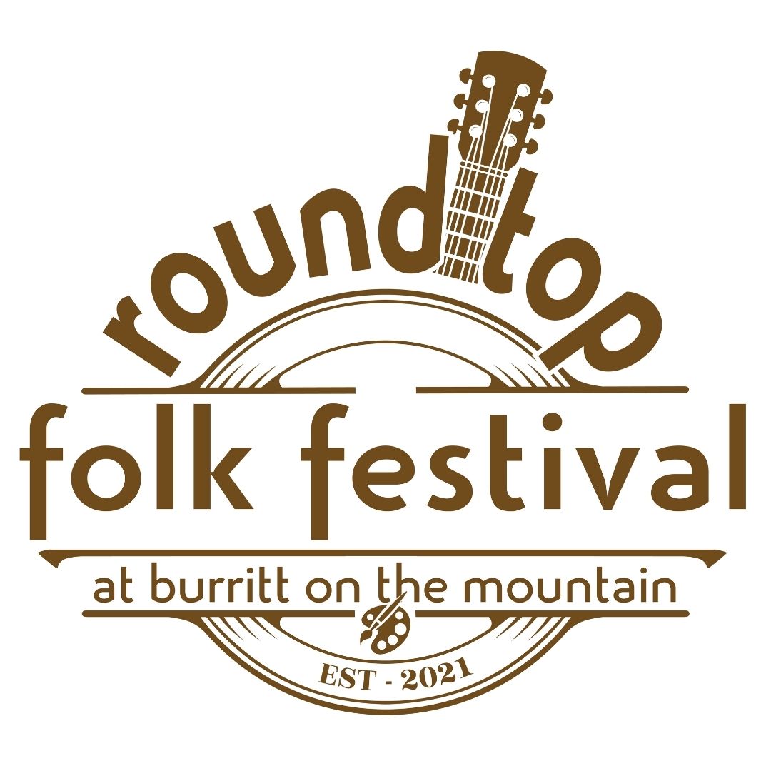 Brown text on a white background reads Round Top Folk Festival.