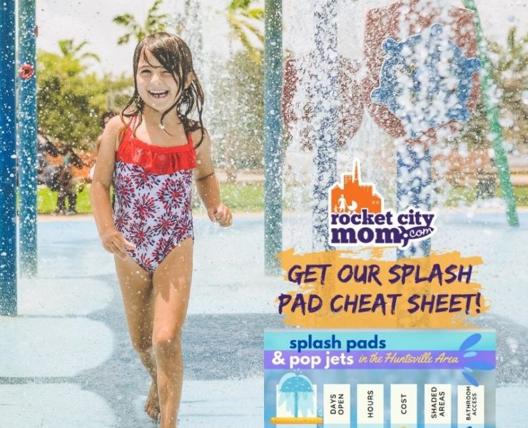 young girl playing in water fountains at a splash pad