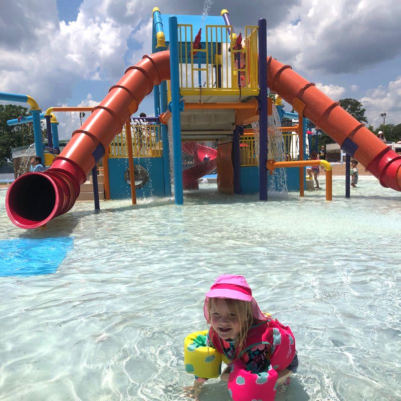 child playing at kiddie area at Point Mallard Water Park in Decatur