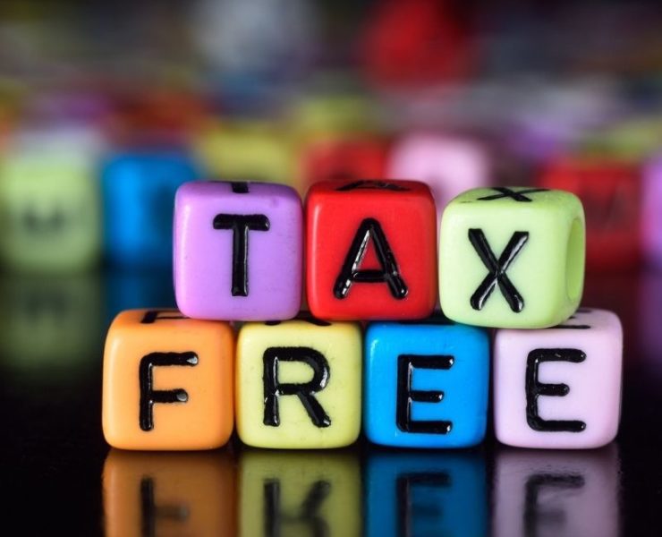 colorful beads spelling out tax free