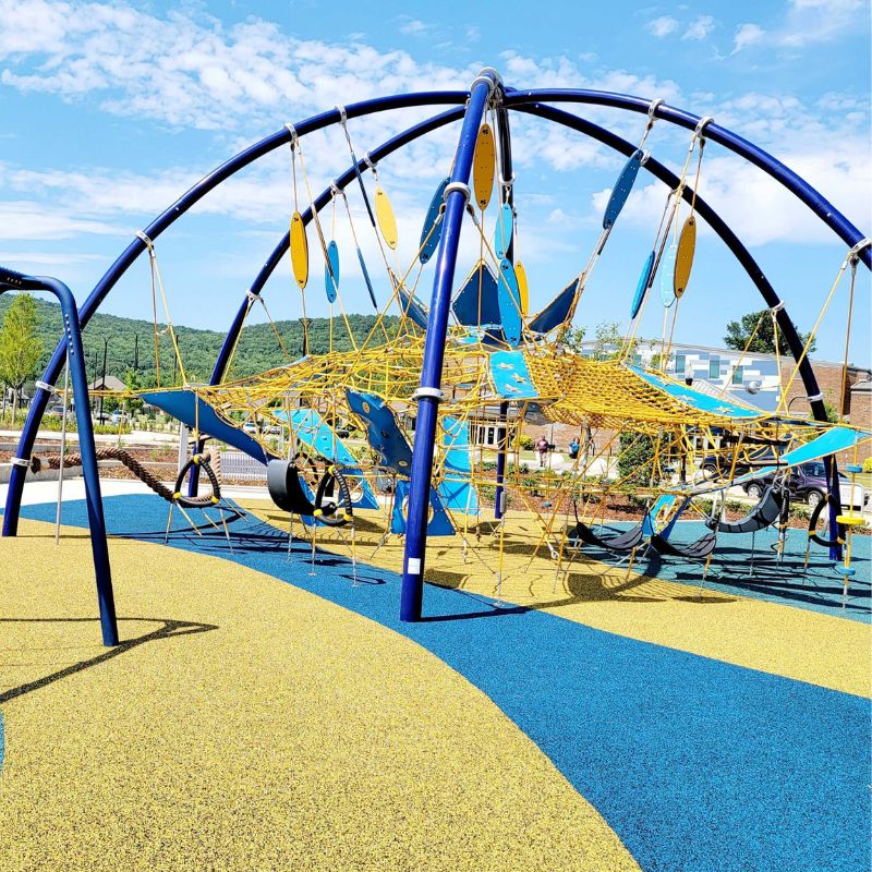 blue climbing playground equipment